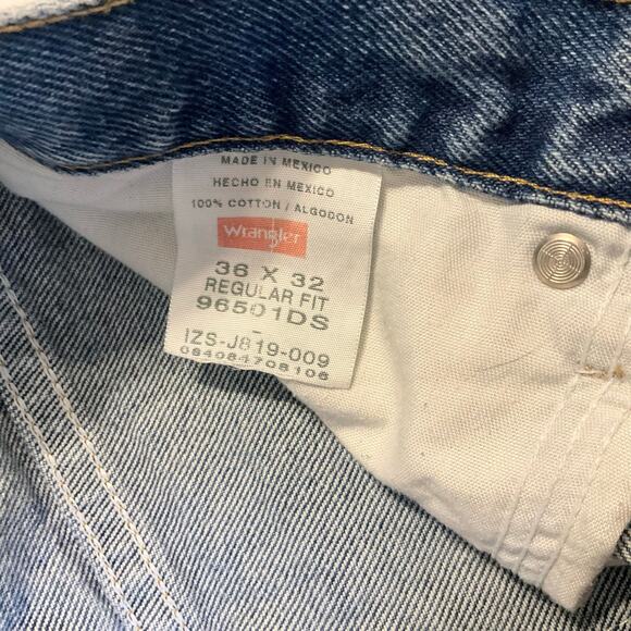 Wrangler Men Jeans size 36 x 32 Blue Mid Rise Regular Fit Straight Leg - Picture 9 of 11